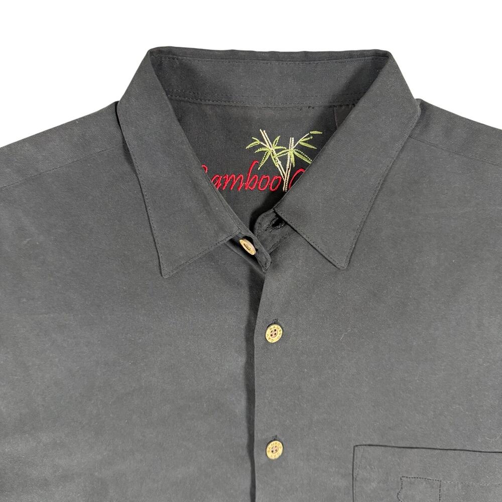 Bamboo Cay California Shirt Mens XL Black Embroidered Button Up Camp Shirt